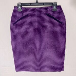 Vintage Purple Black Houndstooth Mini Pencil Skirt S